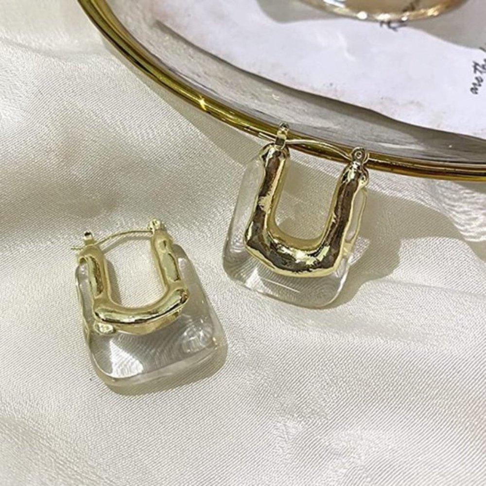 Anthro Gold and White statement earrings